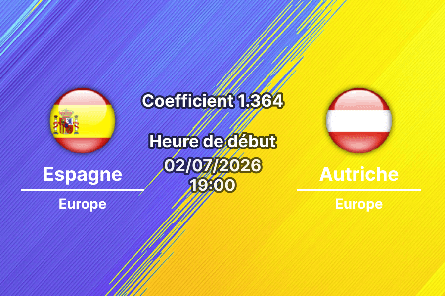 Pronostic Espagne Autriche, 2 juillet SoFi Stadium. Nico Williams forfait, Yamal titulaire : 3 paris argumentés pour ce 16e de finale du Mondial 2026.