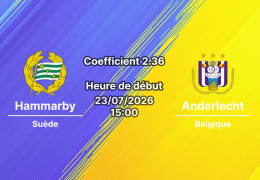 Pronostic Hammarby Anderlecht – Tele2 Arena Stockholm Suède, Ligue Europa UEFA 2e tour qualificatif aller, 23 juillet 2026