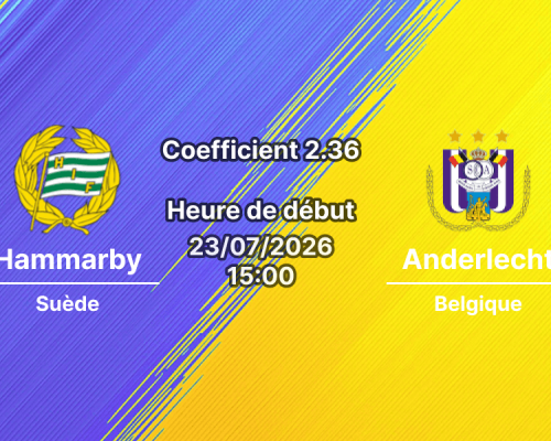 Pronostic Hammarby Anderlecht – Tele2 Arena Stockholm Suède, Ligue Europa UEFA 2e tour qualificatif aller, 23 juillet 2026