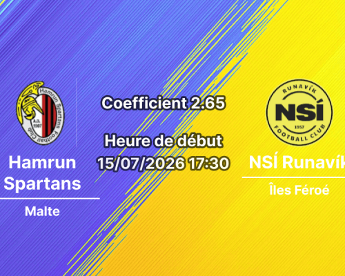 Pronostic Hamrun Spartans NSÍ Runavík – MFA Centenary Stadium Attard, Ligue Conférence UEFA 1er tour qualif retour 16 juillet 2026