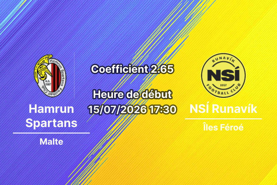 Pronostic Hamrun Spartans NSÍ Runavík – MFA Centenary Stadium Attard, Ligue Conférence UEFA 1er tour qualif retour 16 juillet 2026