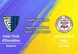Pronostic Inter Escaldes Lincoln Red Imps – match retour UCL qualif., Estadi Nacional d'Andorra, 14 juillet 2026