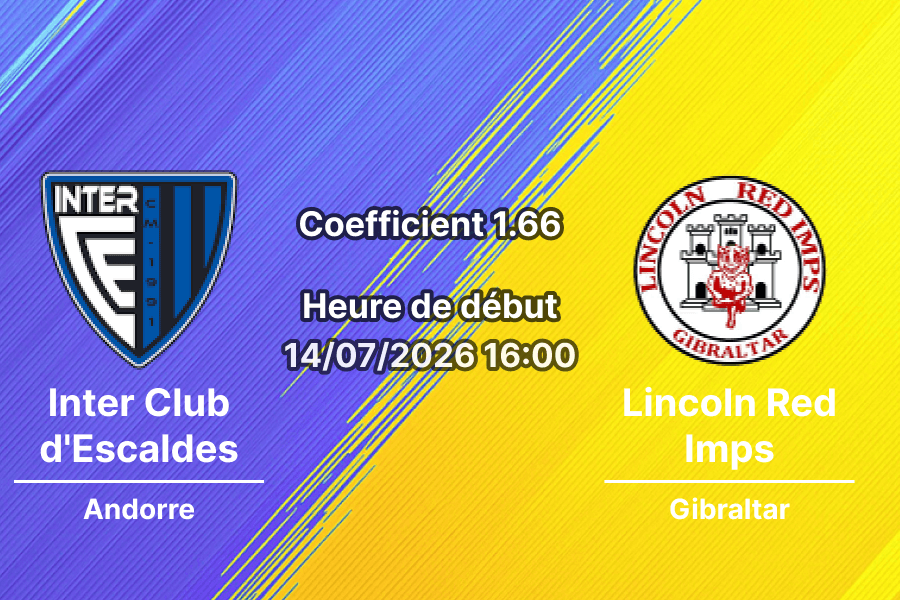 Pronostic Inter Escaldes Lincoln Red Imps – match retour UCL qualif., Estadi Nacional d'Andorra, 14 juillet 2026