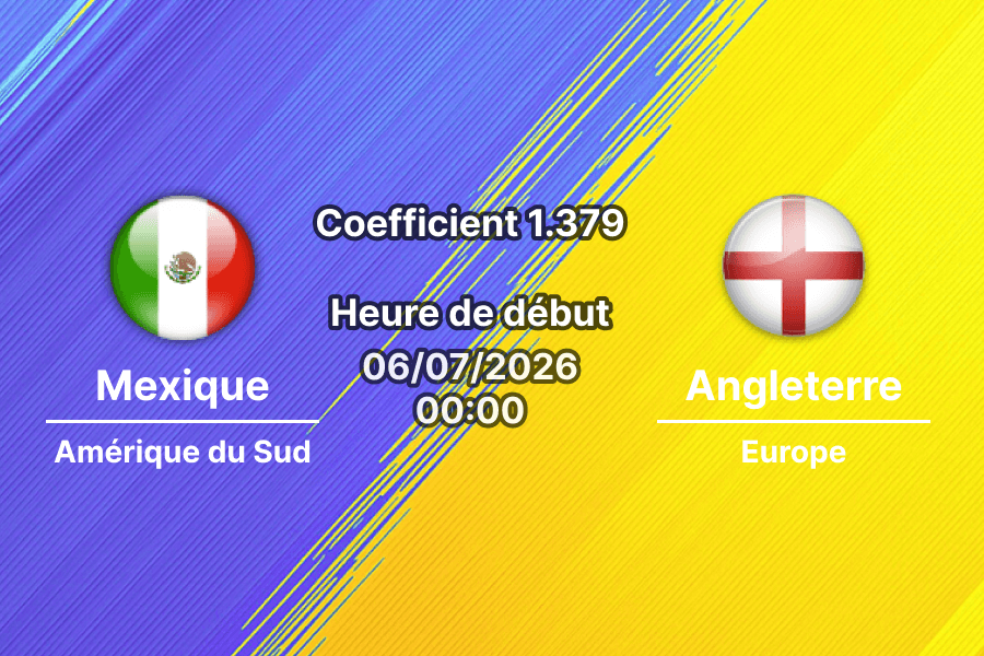 Pronostic Mexique Angleterre – Estadio Azteca Mexico City, 8e de finale Coupe du Monde 2026, 6 juillet 2026