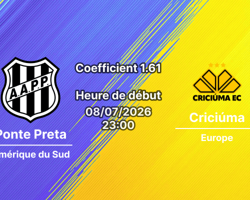 Pronostic Ponte Preta Criciúma – Estádio Moisés Lucarelli Campinas, Campeonato Brasileiro Série B, 7 juillet 2026