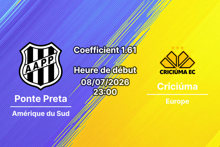 Pronostic Ponte Preta Criciúma – Estádio Moisés Lucarelli Campinas, Campeonato Brasileiro Série B, 7 juillet 2026