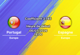 Pronostic Portugal Espagne – AT&T Stadium Arlington Dallas, 8e de finale Coupe du Monde 2026, 6 juillet 2026