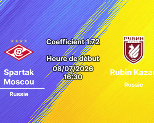 Pronostic Spartak Moscou Rubin Kazan – Otkrytie Arena Moscou, Amical de présaison, 7 juillet 2026