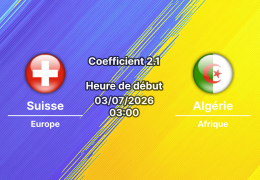 Pronostic Suisse Algérie – BC Place Vancouver, 16e de finale Coupe du Monde 2026, 3 juillet 2026