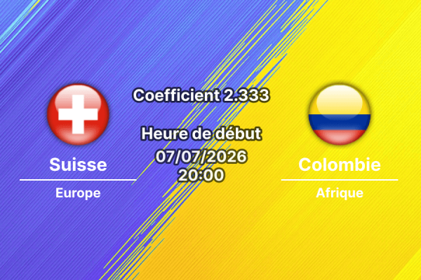 Pronostic Suisse Colombie – BC Place Vancouver, 8e de finale Coupe du Monde 2026, 7 juillet 2026