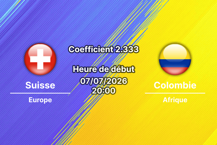 Pronostic Suisse Colombie – BC Place Vancouver, 8e de finale Coupe du Monde 2026, 7 juillet 2026