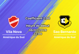 Pronostic Vila Nova Sao Bernardo – Estadio Onésio Brasileiro Alvarenga Goiânia, Campeonato Brasileiro Série B, 6 juillet 2026