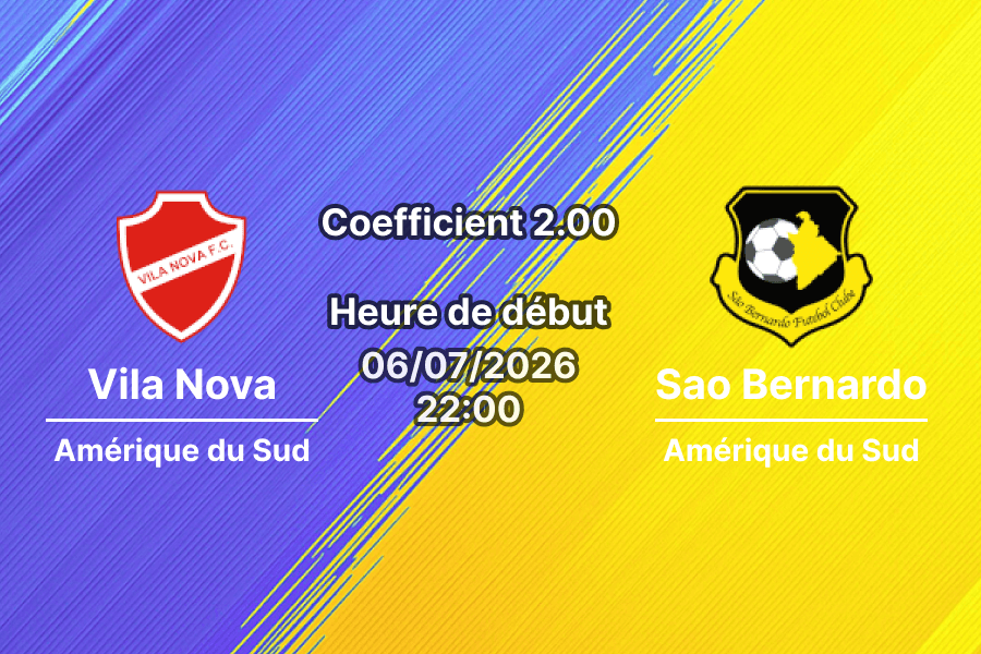 Pronostic Vila Nova Sao Bernardo – Estadio Onésio Brasileiro Alvarenga Goiânia, Campeonato Brasileiro Série B, 6 juillet 2026