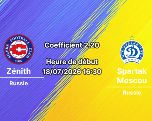 Pronostic Zénith Saint-Pétersbourg Spartak Moscou – Stade Nijni Novgorod, Super Coupe de Russie 18 juillet 2026