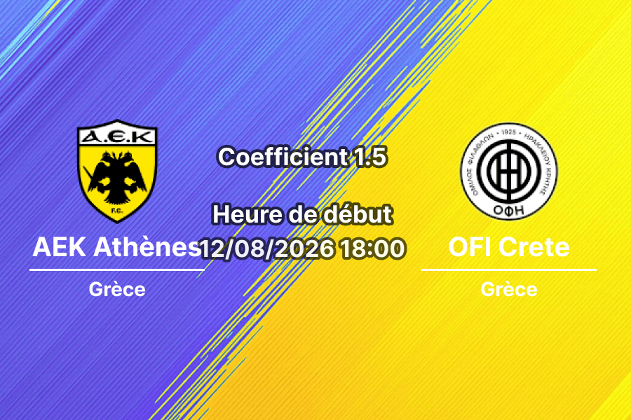 Pronostic AEK Athènes OFI Crete — Stade Pankritio, Supercoupe de Grèce 2026, Héraklion, 12 août 2026