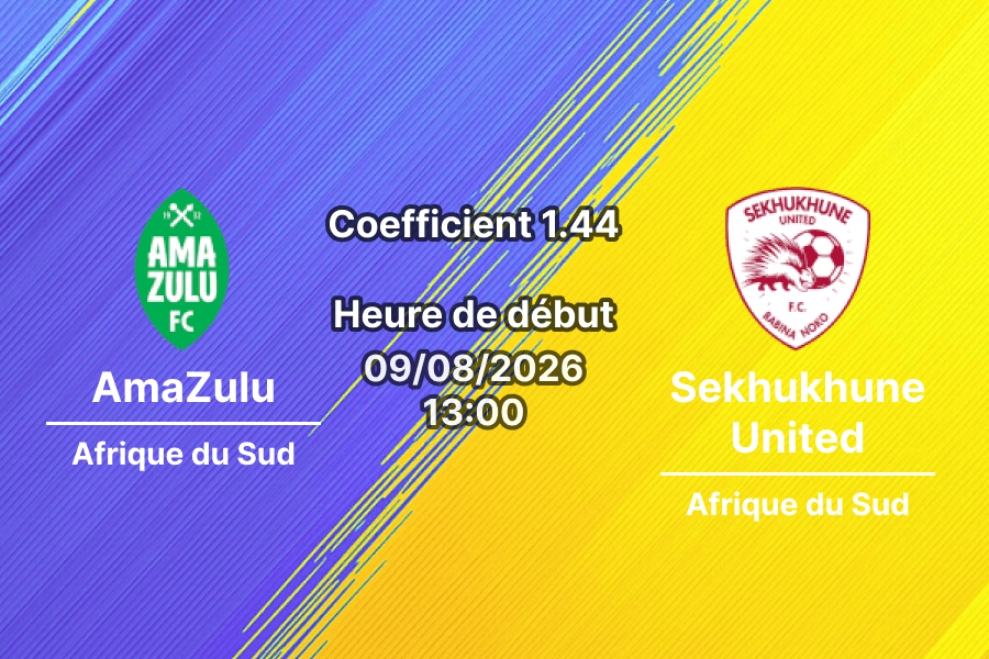 Pronostic AmaZulu Sekhukhune United – Chatsworth Stadium, Durban, MTN8 2026/27 Quart de finale 9 août 2026