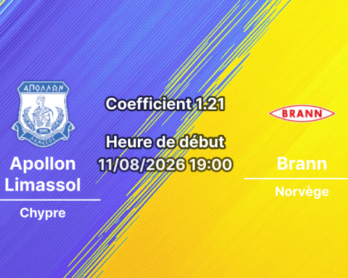 Pronostic Apollon Limassol Brann — stade Alphamega, Kolossi, Ligue Europa Conférence 2026/27, 11 août 2026
