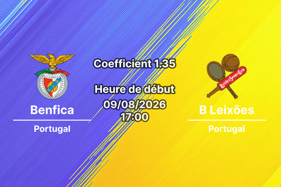 Pronostic Benfica B Leixões – Benfica Campus, Seixal, Segunda Liga 2026/27 Journée 1, 9 août 2026