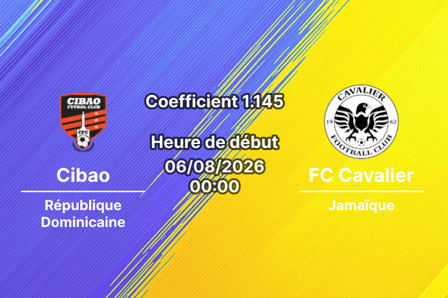 Pronostic Cibao FC Cavalier FC – Estadio Cibao FC, Santiago de los Caballeros, CONCACAF Caribbean Cup 2026 Groupe B Journée 1, 6 août 2026