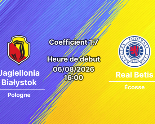 Pronostic Jagiellonia Białystok Rangers – Chorten Arena, Białystok, Ligue Europa 3e tour de qualification match aller 6 août 2026