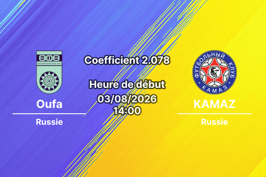 Pronostic Oufa KAMAZ – Stade Neftyanik Ufa, Pervaya Liga Russie 2026-27, 3 août