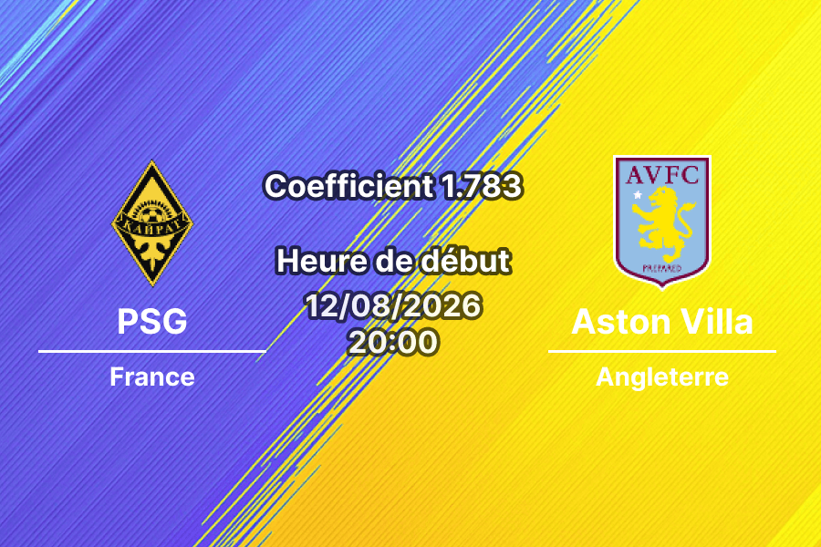 Pronostic PSG Aston Villa — Red Bull Arena, Supercoupe de l'UEFA 2026, Salzbourg, 12 août 2026