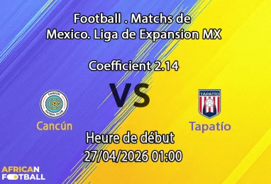 Pronostic Cancún FC vs CD Tapatío Liga de Expansión MX quart finale retour 27 avril 2026 – analyse paris sportifs African-Football