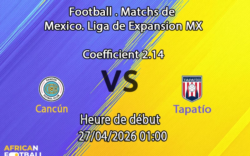 Pronostic Cancún FC vs CD Tapatío Liga de Expansión MX quart finale retour 27 avril 2026 – analyse paris sportifs African-Football