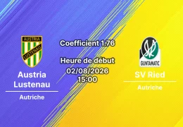 Pronostic Austria Lustenau SV Ried – Planet Pure Stadion Lustenau, Bundesliga Autriche 2026-27, 2 août