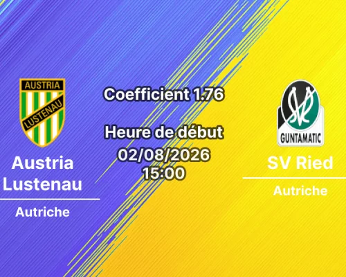 Pronostic Austria Lustenau SV Ried – Planet Pure Stadion Lustenau, Bundesliga Autriche 2026-27, 2 août
