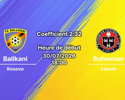 Pronostic Ballkani Bohemian – Fadil Vokrri Stadium Pristina, Conference League 2026-27, 30 juillet