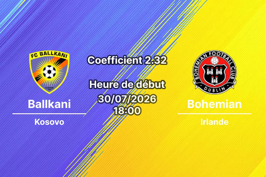 Pronostic Ballkani Bohemian – Fadil Vokrri Stadium Pristina, Conference League 2026-27, 30 juillet