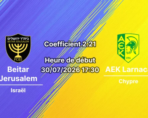 Pronostic Beitar Jerusalem AEK Larnaca – Stadionul Ilie Oana Ploiesti, Conference League 2026-27, 30 juillet
