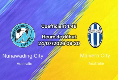 Pronostic Nunawading City Malvern City – Mahoneys Reserve, Victorian Premier League 2 24 juillet 2026
