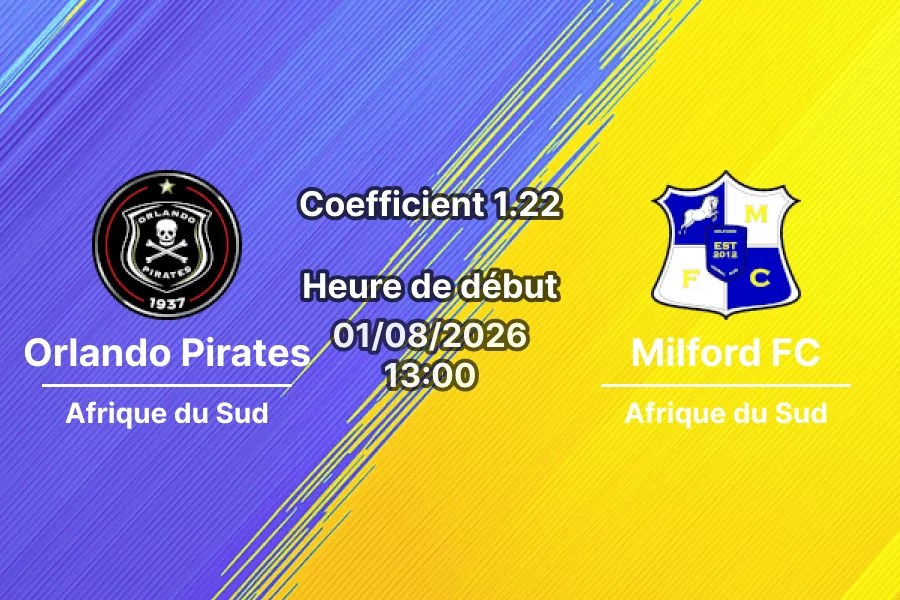 Pronostic Orlando Pirates Milford FC – Orlando Amstel Arena Johannesburg, Betway Premiership 2026-27, 1er août