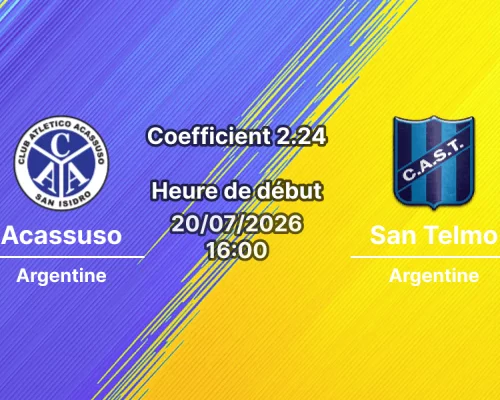 Pronostic Acassuso San Telmo – Estadio Armenia Ingeniero Maschwitz, Primera Nacional Argentine Round 21, 20 juillet 2026