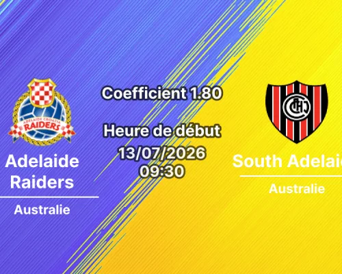 Pronostic Adelaide Raiders II South Adelaide II – Marden Sports Complex Adélaïde, Championnat Australie-Méridionale Ligue Réserve, 13 juillet 2026