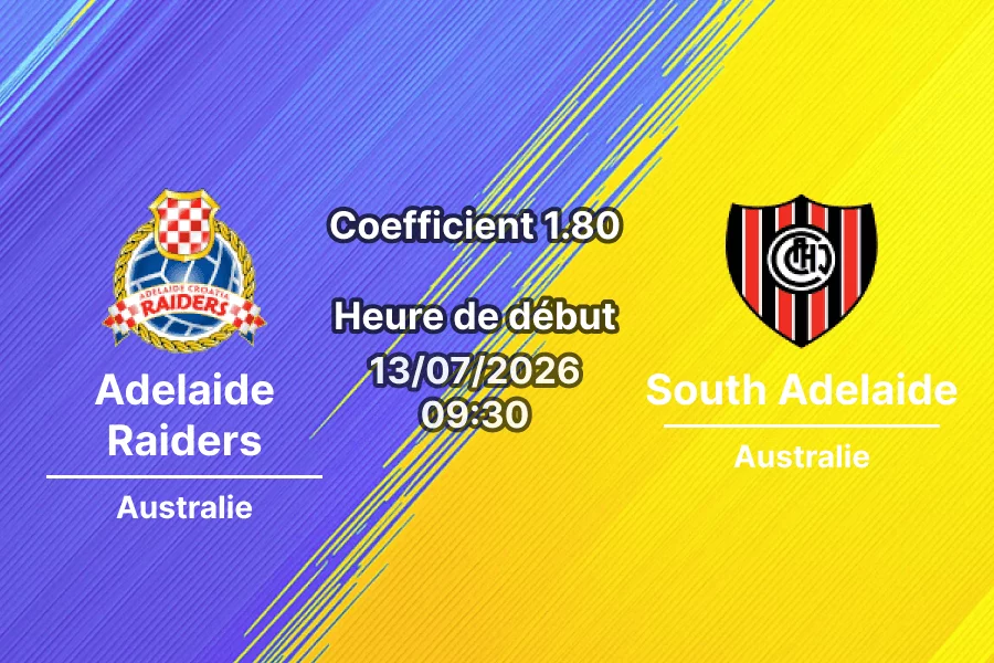 Pronostic Adelaide Raiders II South Adelaide II – Marden Sports Complex Adélaïde, Championnat Australie-Méridionale Ligue Réserve, 13 juillet 2026