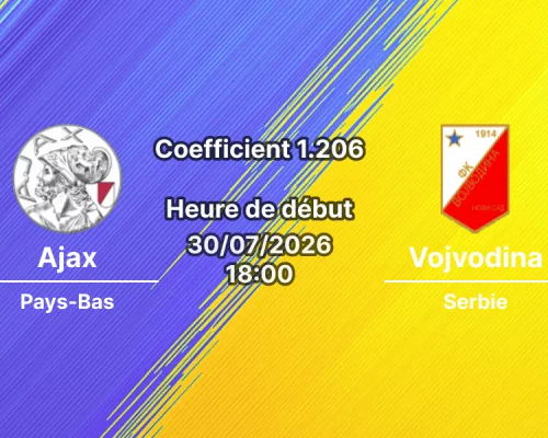 Pronostic Ajax Vojvodina – Johan Cruijff ArenA Amsterdam, Conference League 2026-27, 30 juillet