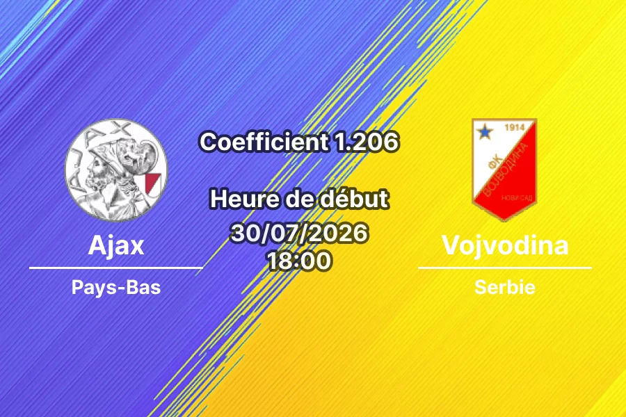 Pronostic Ajax Vojvodina – Johan Cruijff ArenA Amsterdam, Conference League 2026-27, 30 juillet