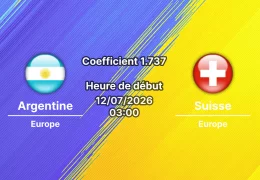Pronostic Argentine Suisse – Arrowhead Stadium Kansas City, quart de finale Coupe du Monde 2026, 12 juillet 2026