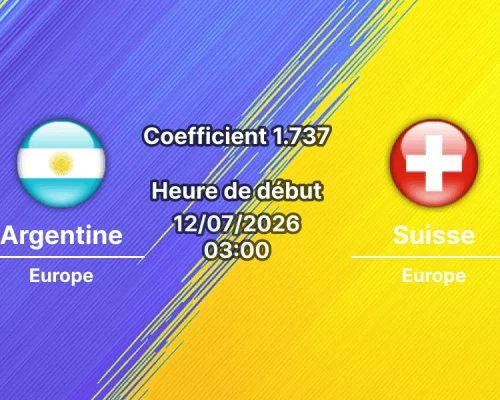 Pronostic Argentine Suisse – Arrowhead Stadium Kansas City, quart de finale Coupe du Monde 2026, 12 juillet 2026