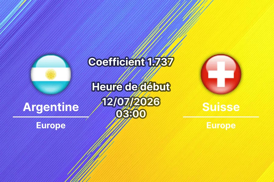 Pronostic Argentine Suisse – Arrowhead Stadium Kansas City, quart de finale Coupe du Monde 2026, 12 juillet 2026