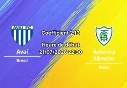Pronostic Avaí América Mineiro – Estádio Ressacada Florianópolis, Brasileirão Série B Tour 19, 21 juillet 2026