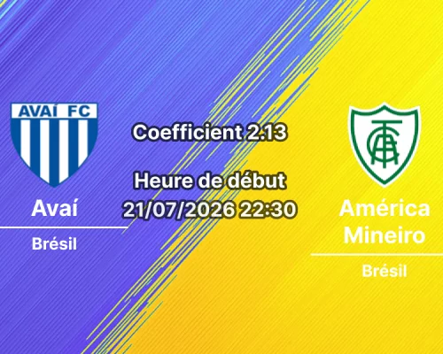 Pronostic Avaí América Mineiro – Estádio Ressacada Florianópolis, Brasileirão Série B Tour 19, 21 juillet 2026