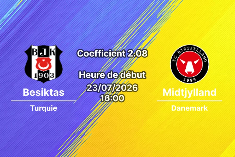 Pronostic Besiktas Midtjylland – Vodafone Park Istanbul Turquie, Ligue Europa UEFA 2e tour qualificatif aller, 23 juillet 2026