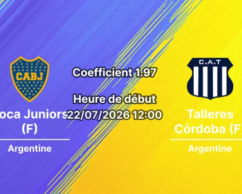 Pronostic Boca Juniors femmes Talleres Córdoba – Complejo Casa Amarilla Buenos Aires, Championnat Argentine féminin Tour 15, 22 juillet 2026