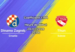 Pronostic Dinamo Zagreb Thun – Stadion Maksimir Zagreb Croatie, UEFA Champions League QR2 Retour, 28 juillet 2026