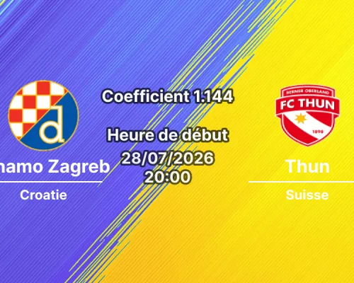 Pronostic Dinamo Zagreb Thun – Stadion Maksimir Zagreb Croatie, UEFA Champions League QR2 Retour, 28 juillet 2026