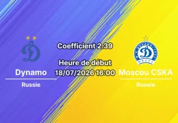 Pronostic Dynamo Moscou CSKA Moscou – VTB Arena Moscou, Coupe Fraternelle finale 18 juillet 2026